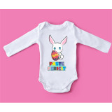 Body personalizat bebelus &quot;PASTE FERICIT BEBE IEPURAS&quot;, Alb, Bumbac