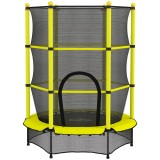 HOMCOM Trambulină &Oslash;140 cm pentru copii 3-10 ani cu plasă de siguranță, capacitate 50 kg, interior/exterior, galben | Aosom Romania