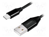 Cablu USB 2.0 LOGILINK USB A la USB C 1m negru PVC textil