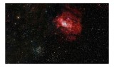 Tablou Canvas, "Fereastra spre colțul roșu al universului", Stele, Nebuloasă, Roșu, Spațiu, Infinit, Lumină, Creație, Mister, Univers, Ad&acirc;ncime, 39 x