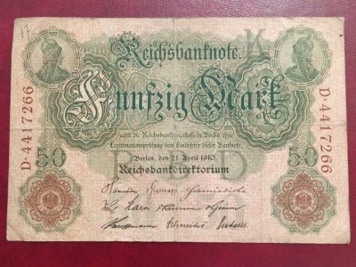 Germania 1910 - 50 mark, circulata foto