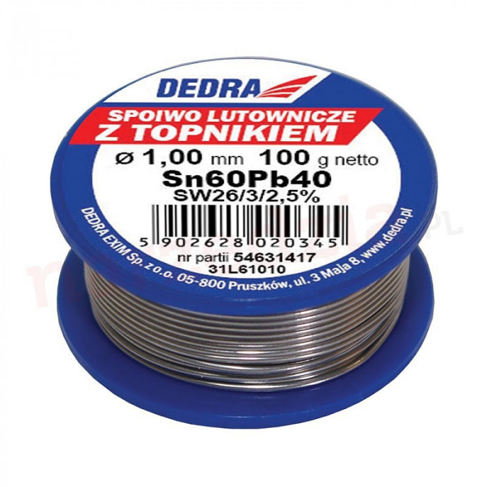 DEDRA Fludor 1.0 mm 100 g Sn60Pb40