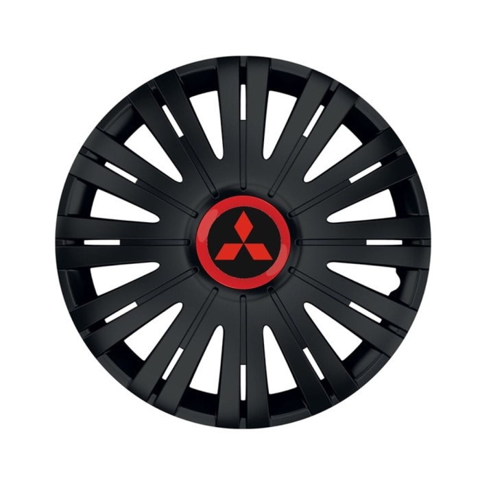 Set 4 capace roti Negre Cu Inel Rosu Active R16 pentru gama auto Mitsubishi