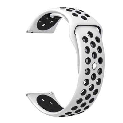 Curea silicon, compatibila Samsung Galaxy Watch6 Classic 47mm, telescoape Quick Release, Alb/Negru foto