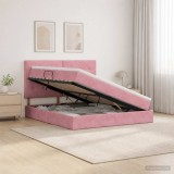 Cumpara ieftin Pat cu LED si saltea Roz 160 x 200 cm Catifea