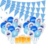 Set de 20 baloane si 36 fanioane Xiaotu, polietilena, albastru/alb