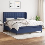 VidaXL Pat continental cu saltea, albastru, 160x200cm, material textil 3128299