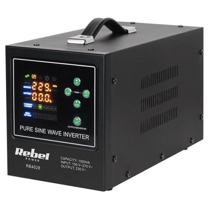UPS centrala termica, 1000 VA, 700 W, 12 V, Rebel, RB-4028, POWER-1000-LFP4, functii multiple, sinusoida pura