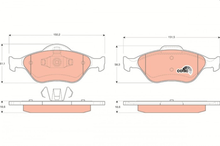 TRW GDB1419 COTEC set placute frana,frana disc