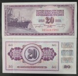 IUGOSLAVIA 20 DINARI / DINARA 1974 UNC [1] P - 85a.2 ( Nr de serie cu 7 cifre ) , necirculata