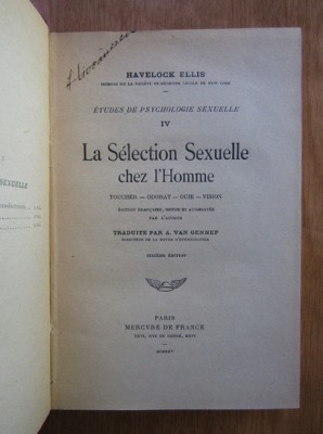 Havelock Ellis - La selection sexuelle chez l&amp;#039;Homme foto