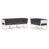 Set canapele de gradina cu perne 5 piese alb lemn masiv de pin