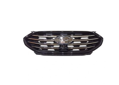 Grila radiator Ford Edge, 05.2019-, montare fata, 5 mulaje cromate, cu rama neagra; cu gaura pentru camera, cadru vopsit, RapidAuto foto