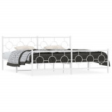Gossi cadru de pat metalic cu tablie de cap/picioare, alb, 193x203 cm