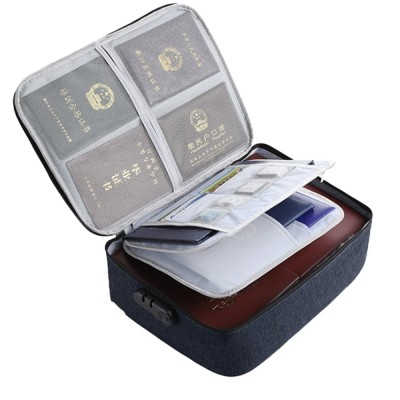 Geanta Flippy pentru Depozitare Acte si Documente, Facturi, Carduri, cu Cod de Securitate, 2 Compartimente, Impermeabila, 37 x 10.5 x 27 cm, Albastru foto