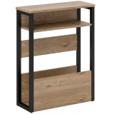 HOMCOM Măsuță Living Stil Industrial cu 2 Rafturi, Lemn și Metal, 46x18x58,5 cm, Nuc &Icirc;nchis | Aosom Romania