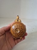 # Miniatură ploșcă din lemn pirogravat &ndash; Amintire din Făgăraș, 8.5 cm