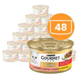 Cumpara ieftin Conservă Gourmet GOLD - bucăți de somon și pui &icirc;n sos 48 x 85g