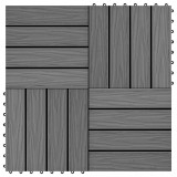 Cumpara ieftin Plăci podea &icirc;n relief WPC, 11 buc., 30 x 30 cm, 1 mp, gri, vidaXL