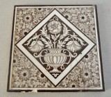Placa ceramica Minton Aesthetic Movement cu motive florale cca 1885