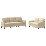 Cumpara ieftin Set de canapele cu perne, 2 piese, crem, textil