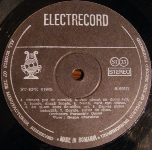 Disc Vinil Ileana Ciuculete - &Icirc;ntr-o Zi De Mai Cu Soare -Electrecord--EPE 01905