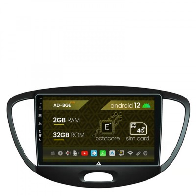 Navigatie Hyundai I10 (2007-2013), Android 12, E-Octacore 2GB RAM + 32GB ROM, 9 Inch - AD-BGE9002+AD-BGRKIT198 foto