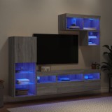 VidaXL Unități de perete TV cu LED-uri, 6 piese, gri sonoma, lemn
