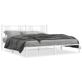 Cumpara ieftin Cadru de pat metalic cu tablie, alb, 193x203 cm
