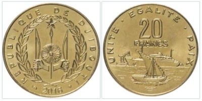 Djibouti 2016 - 20 francs UNC foto