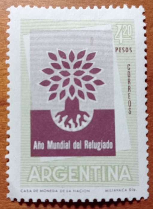ARGENTINA-1960-&#039;&#039;ANUL REFUGIATILOR&#039;&#039;-1Val.-NESTAMPIL.-VEZI SCAN