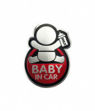 Abtibild &amp;quot;BABY IN CAR&amp;quot; fundal rosu forma in relief Cod:TS-125 Automotive TrustedCars, Oem