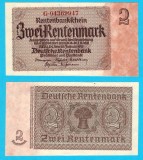Germania (pick 174) 2 Rentenmark 1937 UNC-; Timbru Sec