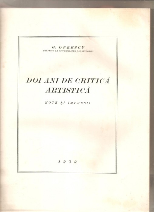 G.Oprescu-Doi ani de critica artistica