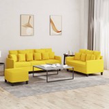 VidaXL Set de canapele cu perne, 3 piese, galben deschis, textil
