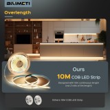 Cumpara ieftin Banda LED COB 10M BRIMETI, 24V, 320 LED/m, 3000K Alb Cald, 8mm, autoadeziva, fara sursa alimentare