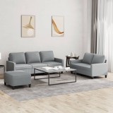 VidaXL Set de canapele cu perne, 3 piese, gri deschis, textil