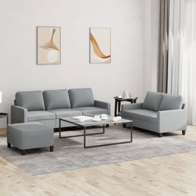 Gossi set de canapele cu perne, 3 piese, gri deschis, textil foto