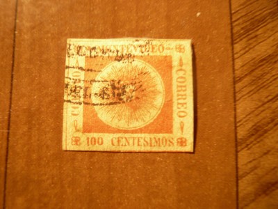 Timbru Uruguay 1861 Simbol Soare , Montevideo ,val. 100c stampilat foto
