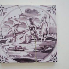 "Drumul crucii" placa ceramica de Delft sec 18