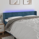 VidaXL Tăblie de pat cu LED, albastru &icirc;nchis, 203x16x78/88 cm, catifea