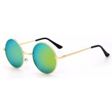 Ochelari de soare Rotunzi Retro John Lennon Verde reflexii cu Auriu