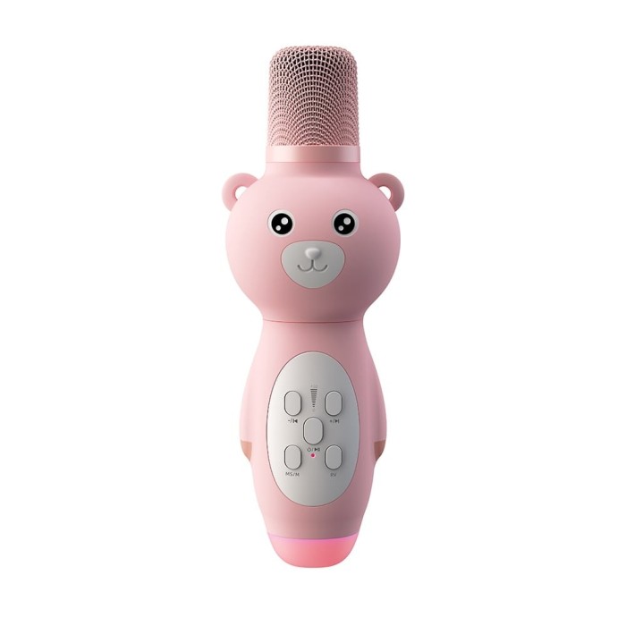 Microfon pentru copii, jucarie muzicala, karaoke, bluetooth, wireless, din materiale durabile, non-toxice, roz