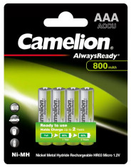 Baterie Reincarcabila Camelion AAA LR3 Acumulatori Preincarcati Ni-MH 1.2V 800mAh Blister 4 foto