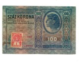 Austro-Ungaria 1912(1919) - 100 korona, cu timbru Cehoslovacia, circulata
