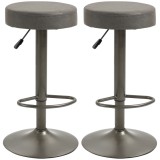 HOMCOM Scaune de Bar, 2 piese, Pivotante Reglabile, Suportă p&acirc;nă la 120 kg, Design Modern, Culoare Gri, 35x36x64-85 cm | Aosom Rom&acirc;nia