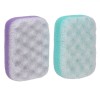 Bureți Baie Spumă, Set 2 Bucăți, Verde Deschis și Lila, Suprafață Moale și pentru Masaj