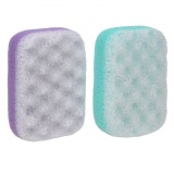 Bureți Baie Spumă, Set 2 Bucăți, Verde Deschis și Lila, Suprafață Moale și pentru Masaj, Oem