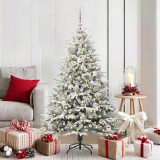 vidaXL Brad de Crăciun artificial pre-iluminat cu set de bile Verde 3395386