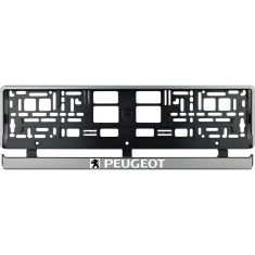 Set 2 bucati, suport numar inmatriculare argintiu Peugeot